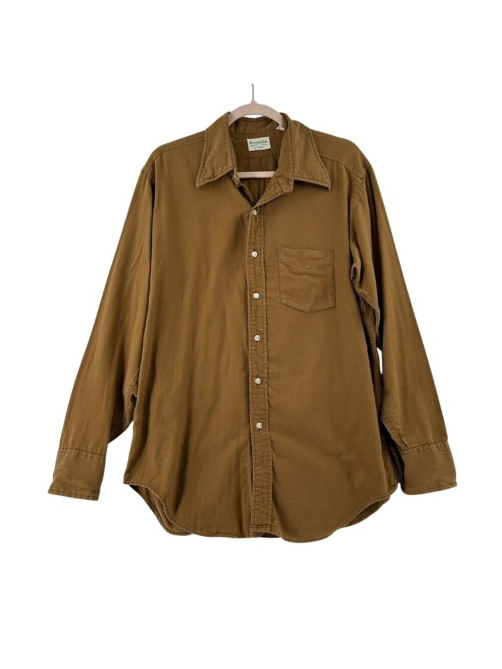 Abercrombie & Fitch Shirt Men's Large Brown Long Sleeve Button Up All Cotton
